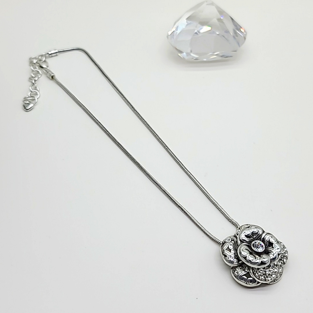 Brighton "SERENE ROSE" Multi-Layered Flower Pend w Swarovski Crystals & Scrolls! - Picture 5 of 13